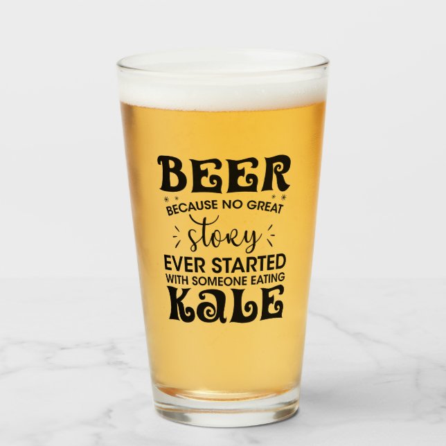 Funny Healthy Beer mot Grönt Kale Humor Glaskopp (Framsida fylld)