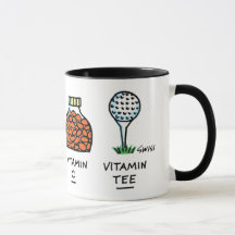 Funny Healthy Golfer Golf Boll Tecknad Vitamin Tee