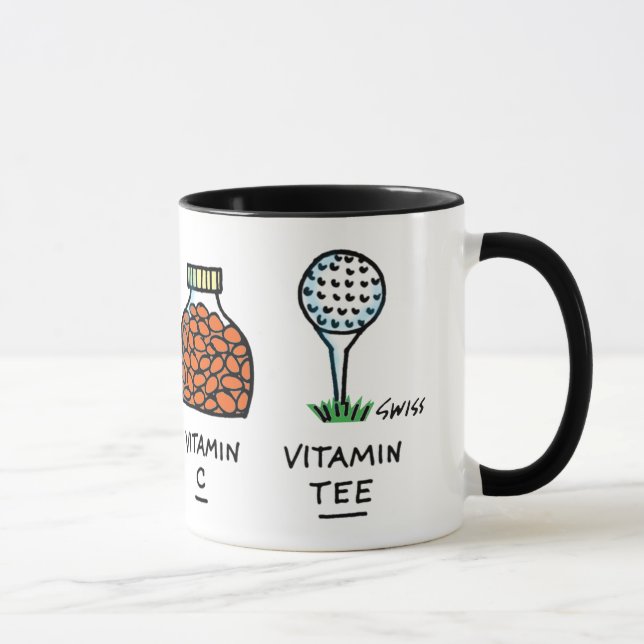 Funny Healthy Golfer Golf Boll Tecknad Vitamin Tee Mugg (Höger)