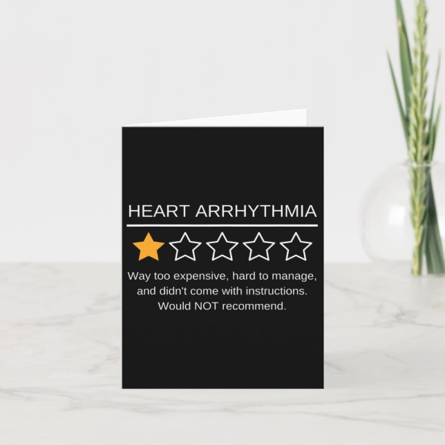 Funny Heart Arrhythmia Awareness One Star Rating S Kort (Framsida)