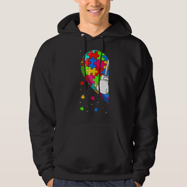 Funny Heart Boxing Autism Awareness Support Kärlek Hoodie (Framsida)