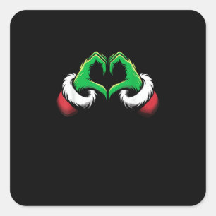 Funny Heart Händer jul Fyrkantigt Klistermärke