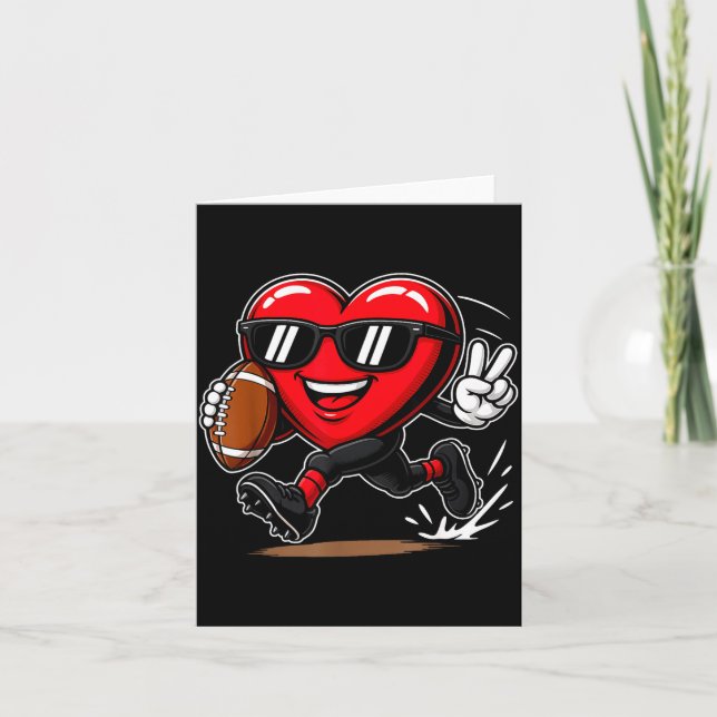 Funny Heart Playing Football Srts Lover Valentine  Kort (Framsida)