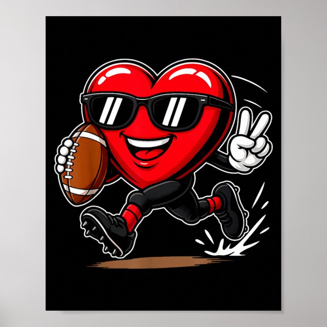 Funny Heart Playing Football Srts Lover Valentine  Poster (Framsidan)