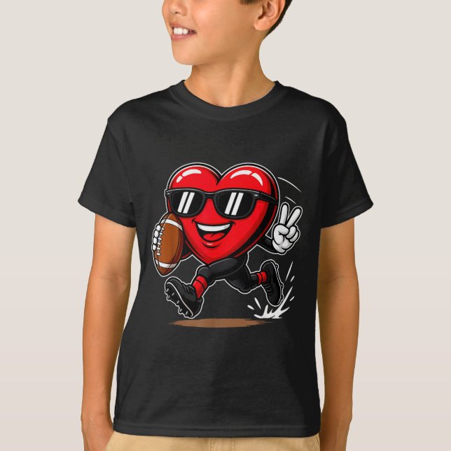 Funny Heart Playing Football Srts Lover Valentine  T Shirt (Framsida)