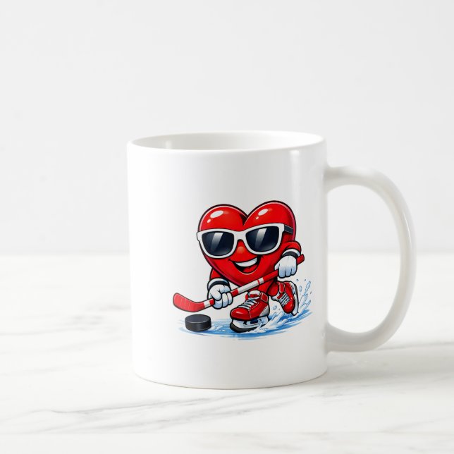 Funny Heart Playing Hockey Apparel  Kaffemugg (Höger)