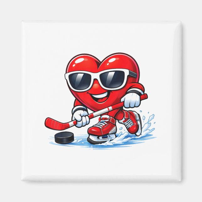 Funny Heart Playing Hockey Apparel  Magnet (Framsidan)