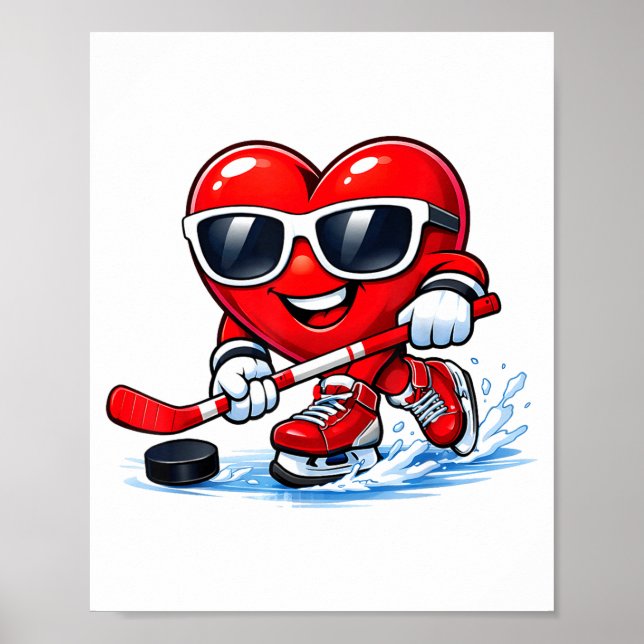 Funny Heart Playing Hockey Apparel  Poster (Framsidan)