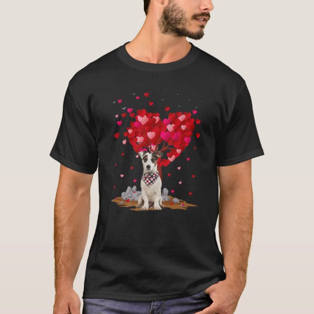 Funny Heart Shape Jack Russell Terrier Hund Valent T Shirt (Framsida)
