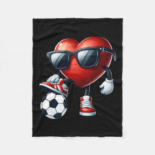Funny Heart spelar fotboll Valentines day Manar Bo Fleecefilt
