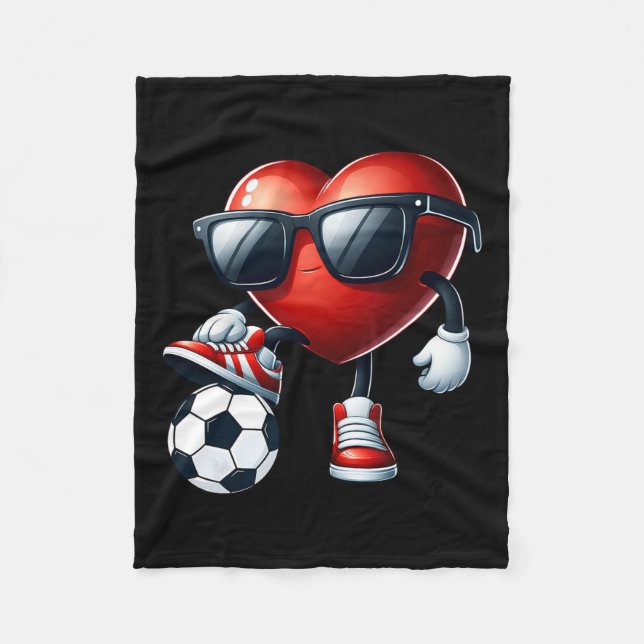 Funny Heart spelar fotboll Valentines day Manar Bo Fleecefilt (Framsidan)