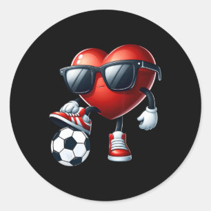 Funny Heart spelar fotboll Valentines day Manar Bo Runt Klistermärke