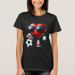 Funny Heart spelar fotboll Valentines day Manar Bo T Shirt