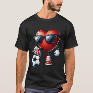 Funny Heart spelar fotboll Valentines day Manar Bo T Shirt