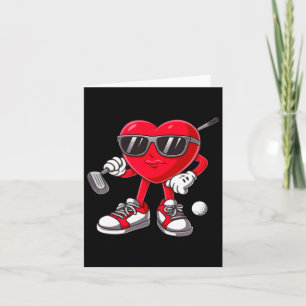 Funny Heart spelar Golf Valentines day Boys Girls Kort