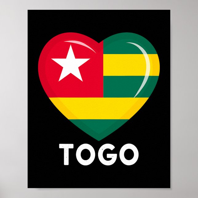 Funny Heart Togo Flagga Manar Women Kid Patriotic Poster (Framsidan)