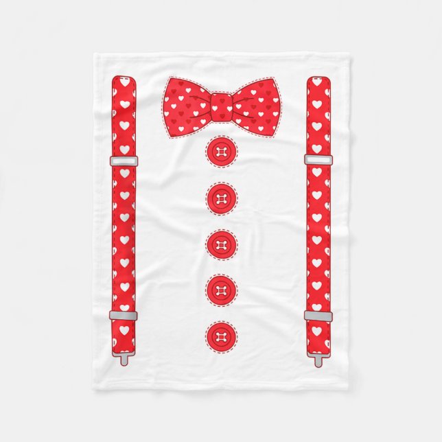 Funny Hearts Bow Tie Suspenders Valentine's Day Co Fleecefilt (Framsidan)