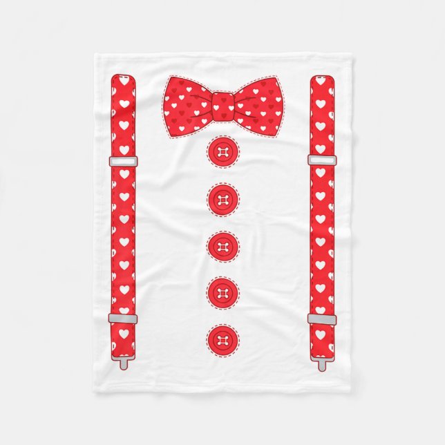 Funny Hearts Bow Tie Suspenders Valentine's Day Co Fleecefilt (Framsidan)