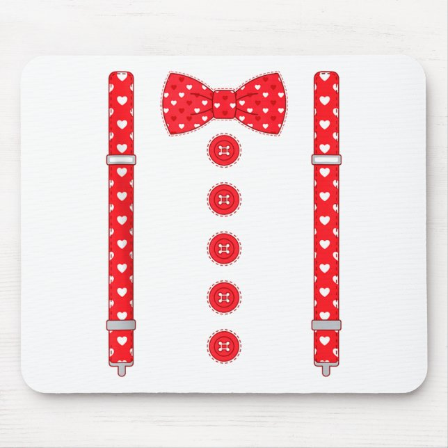 Funny Hearts Bow Tie Suspenders Valentine's Day Co Musmatta (Framsidan)