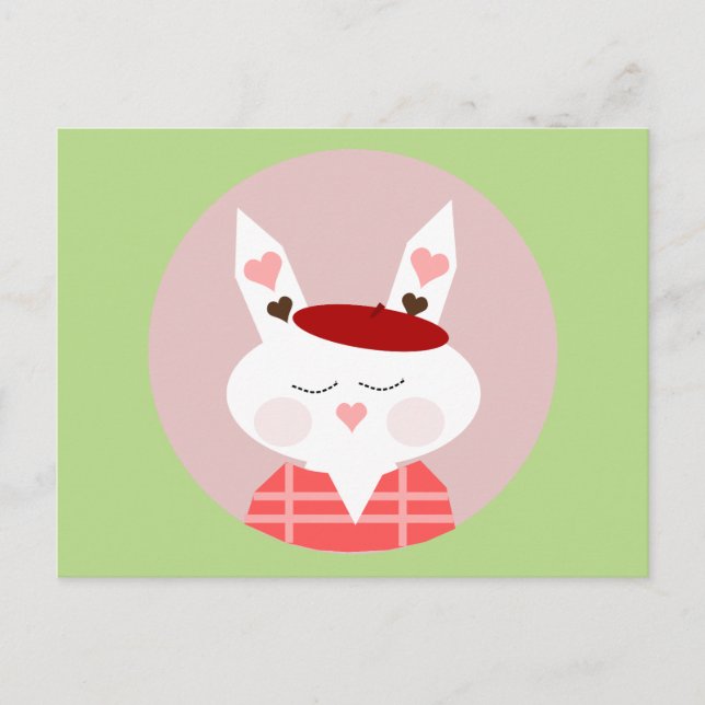Funny Hearts Bunny Postcard Vykort (Framsida)