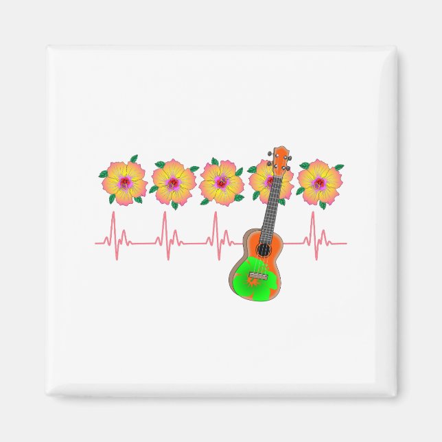 Funny Heartslag EKG Line för Ukulele Music Magnet (Framsidan)