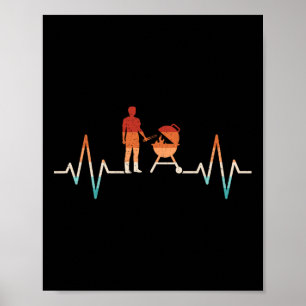 Funny Heartslag Grilling Barbecue Grill Älskare Bb Poster