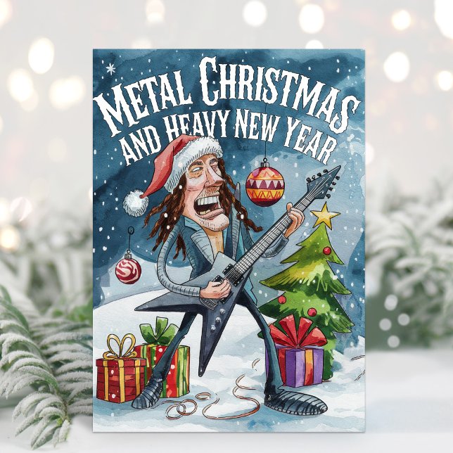 Funny Heavy Metall God jul-kort Julkort (Skapare uppladdad)