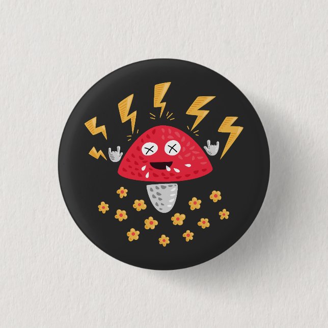 Funny Heavy Metall Mushroom Knapp (Framsida)