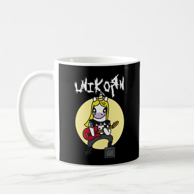 Funny Heavy Metall Unicorn Kaffemugg (Vänster)