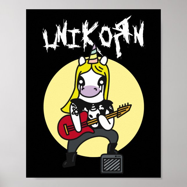 Funny Heavy Metall Unicorn Poster (Framsidan)