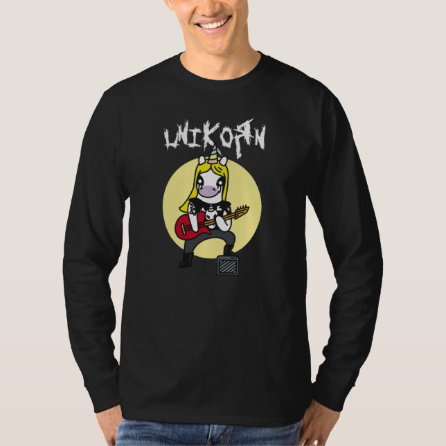 Funny Heavy Metall Unicorn T-Shirt (Framsida)