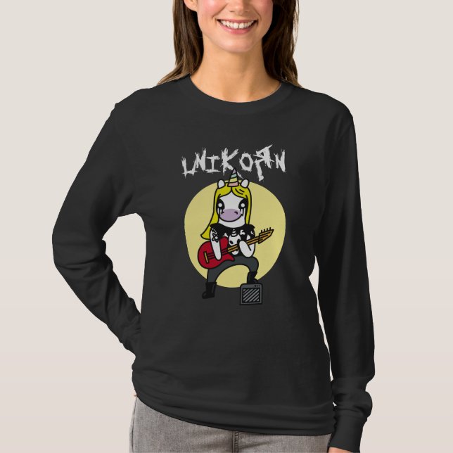 Funny Heavy Metall Unicorn T-Shirt (Framsida)