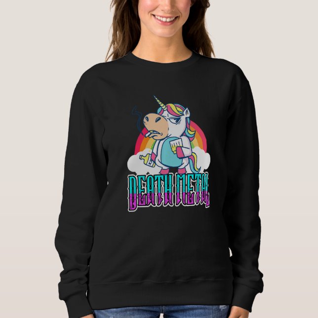 Funny Heavy Metall Unicorn T Shirt (Framsida)