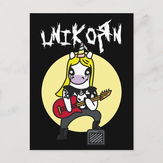 Funny Heavy Metall Unicorn Vykort (Framsida)