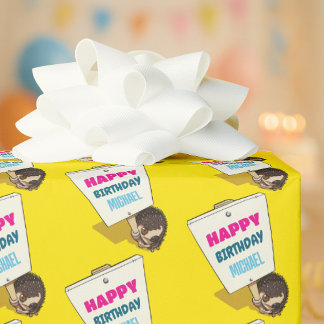 Funny Hedgehog Add The Name Happy Birthday Cartoon Presentpapper