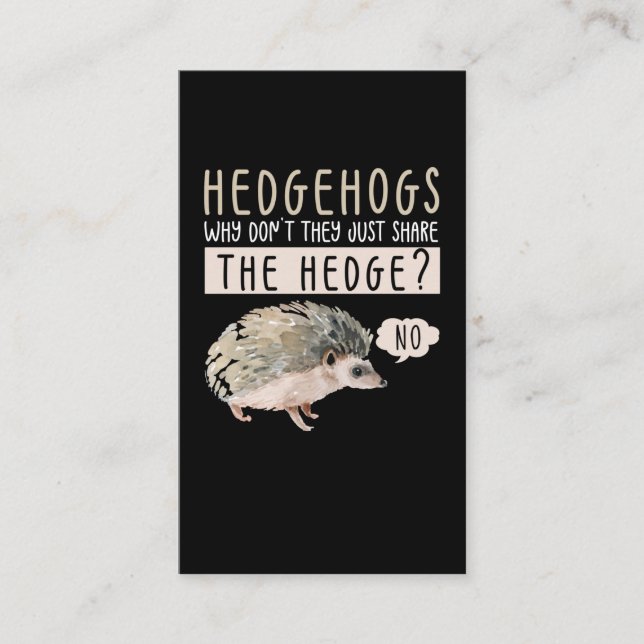 Funny Hedgehog Animal Humor Visitkort (Framsida)