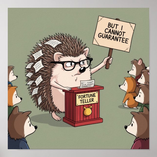 Funny Hedgehog Fortune Teller utan garanti Poster (Framsidan)