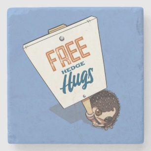 Funny Hedgehog Free Hedge Hugs Picket Sign Tecknad Stenunderlägg