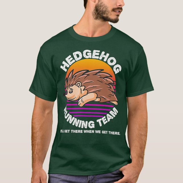 Funny Hedgehog Hamster Running Team Shirt Kids T (Framsida)