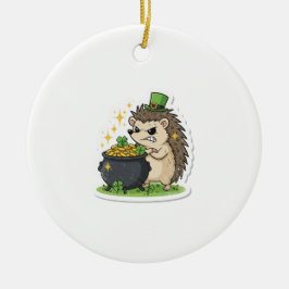 Funny Hedgehog Party Pooper St. Patrick’s Day Julgransprydnad Keramik