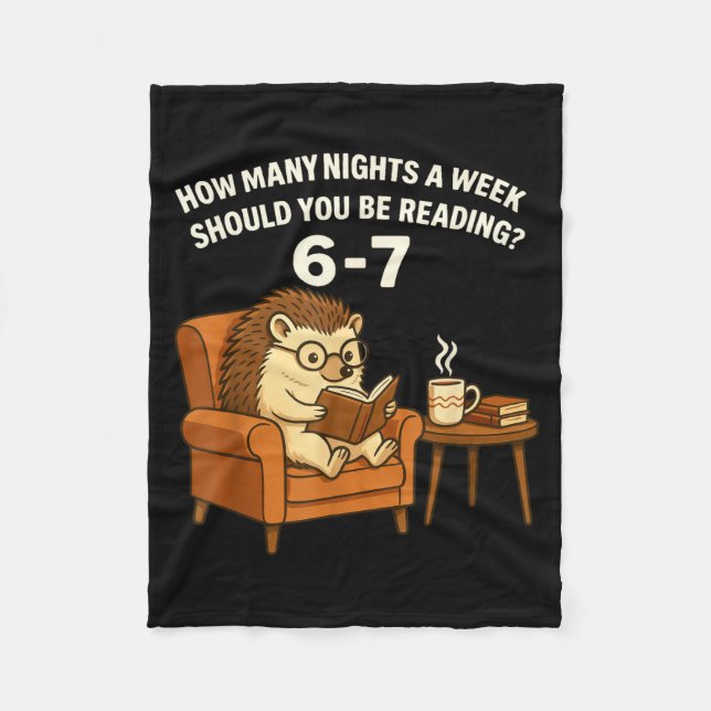 Funny Hedgehog Reading Book 67 Six Seven Meme  Fleecefilt (Framsidan)