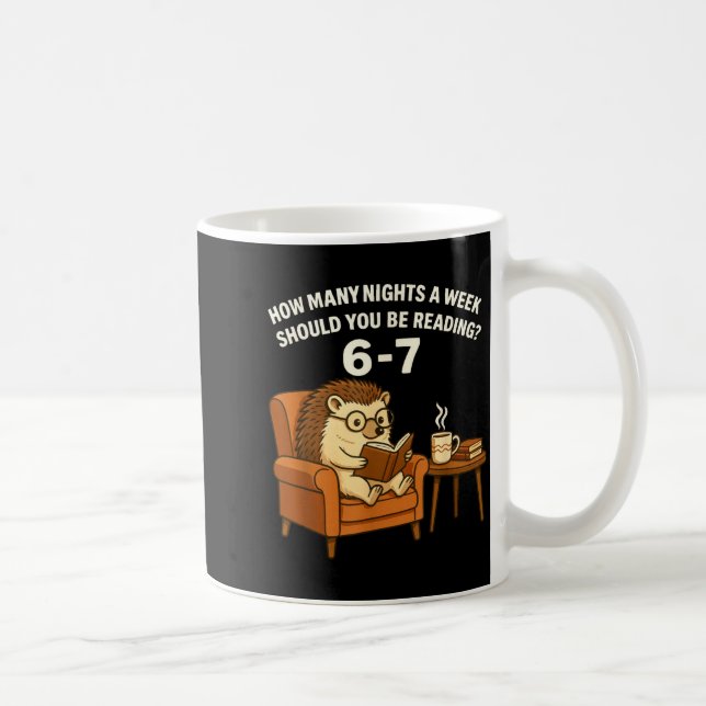 Funny Hedgehog Reading Book 67 Six Seven Meme  Kaffemugg (Höger)