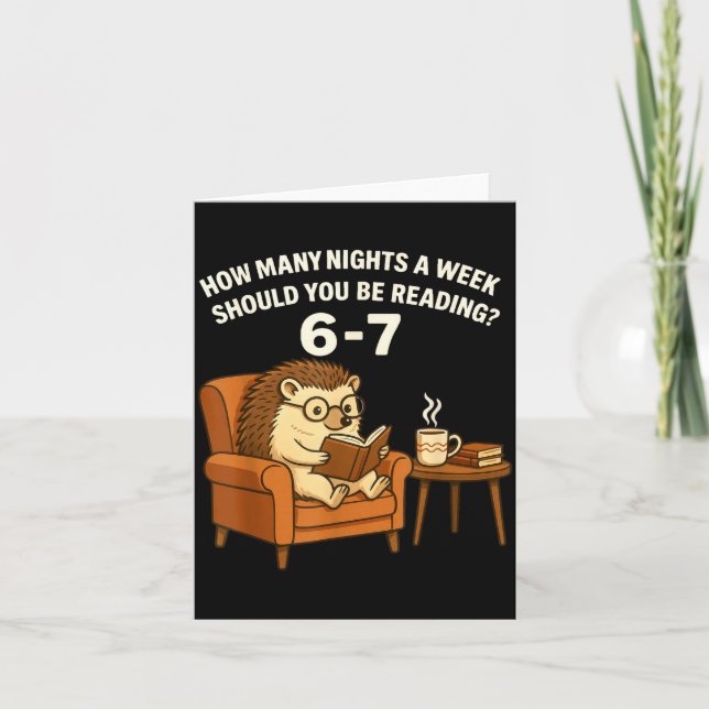 Funny Hedgehog Reading Book 67 Six Seven Meme  Kort (Framsida)