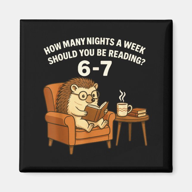 Funny Hedgehog Reading Book 67 Six Seven Meme  Magnet (Framsidan)