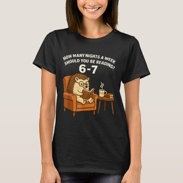 Funny Hedgehog Reading Book 67 Six Seven Meme  T Shirt (Framsida)