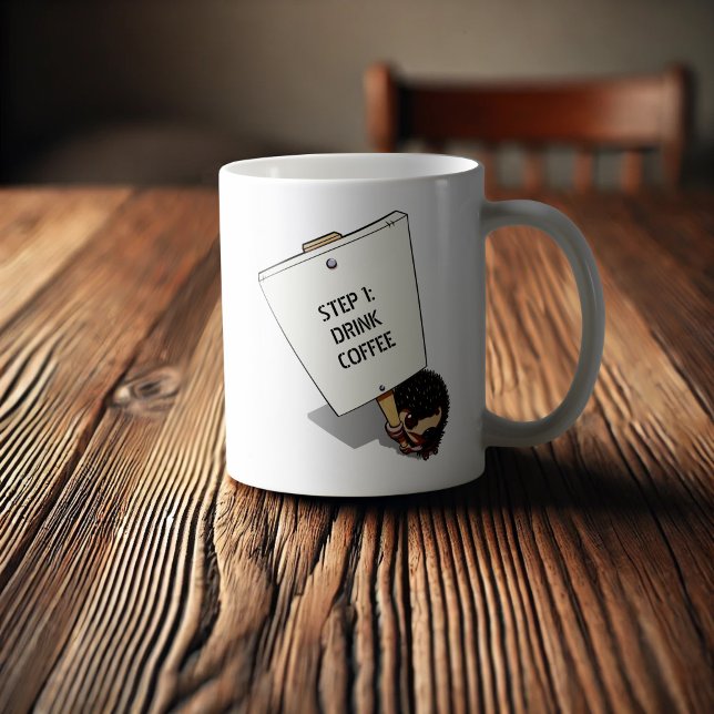 Funny Hedgehog-Tecknad Proprovare med skylt Kaffemugg (Skapare uppladdad)