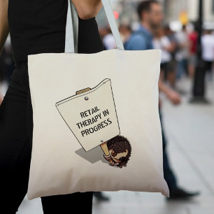 Funny Hedgehog Tecknad Protestor with Placard Tygkasse
