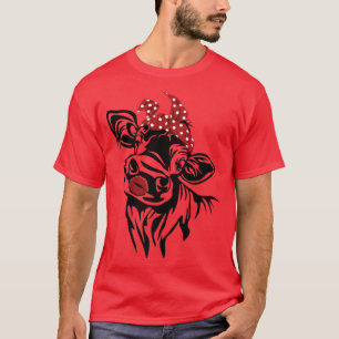 Funny Heifer Red Bandana Kiss Calf Head Cattle Far T Shirt