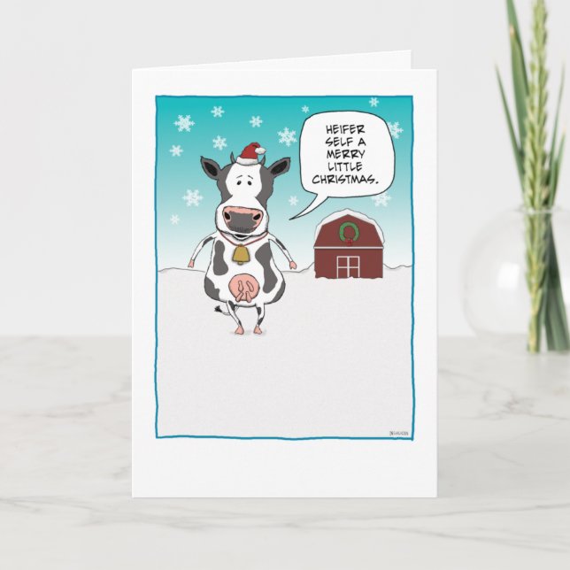 Funny Heifer Self Cow jul Helgkort (Framsida)