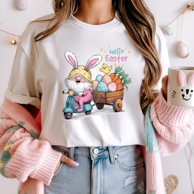 Funny Hej Påsk Gnome Shirt, Cute Bunny Scooter T Shirt (Skapare uppladdad)